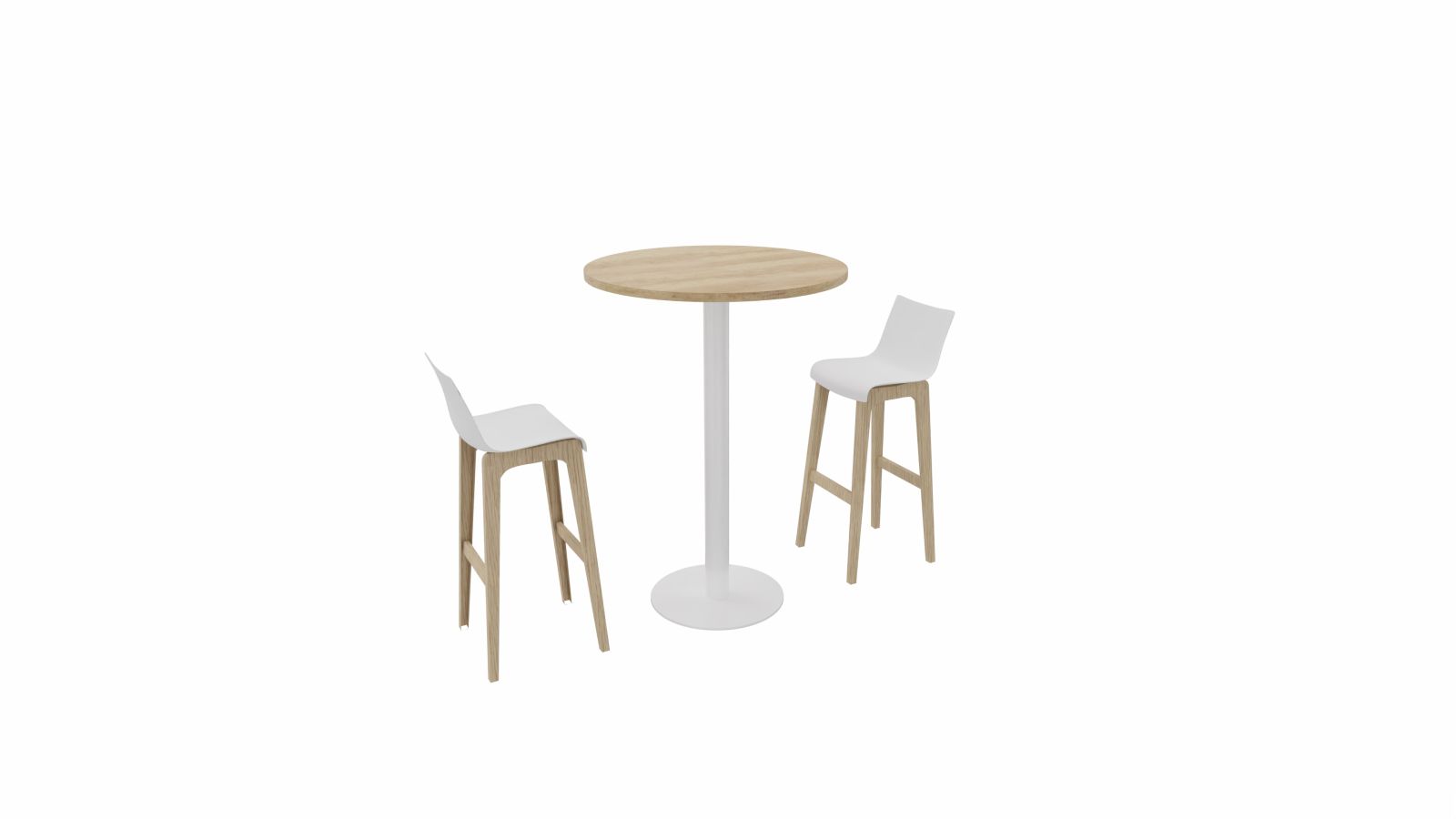 Table haute ronde pied tulipe et 2 Tabourets dossier haut