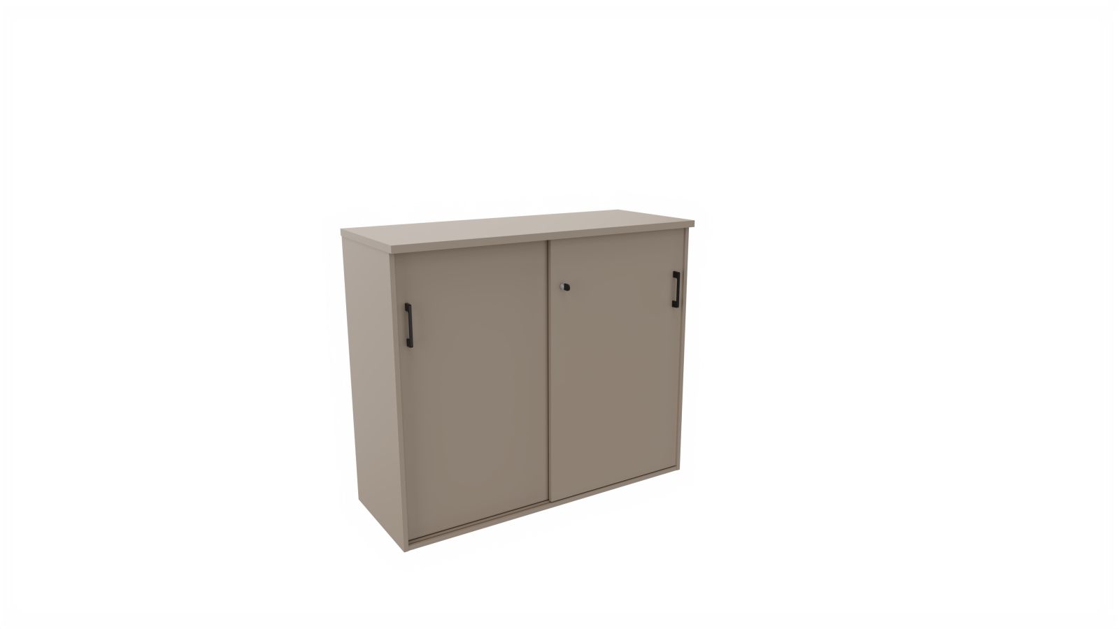 Armoire porte coulissante L120 x H104 - 2 Tablettes en mélaminé - Poignées design