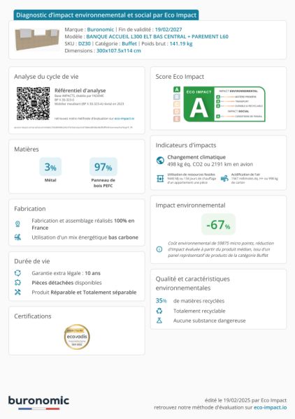Banque d'accueil L300 Module bas central